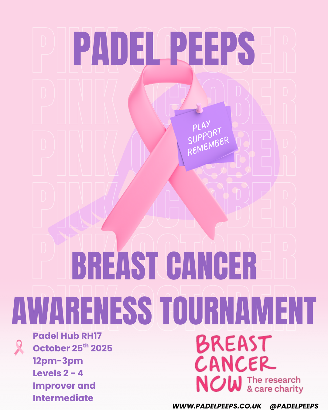 Padel Peeps Breast Cancer Awareness Tournament for Breast Cancer Now